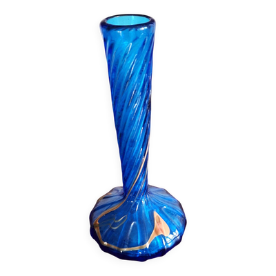 Authentique Vase Berluze Pâte De Verre De Mic Et Bob Le Bleis Années 1970