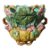 Antique cache-pot in majolica with floral decoration – Turquoise interior