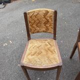 pair of beige velvet Art Deco / vintage chairs