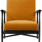Armchair black mat ochre fabric