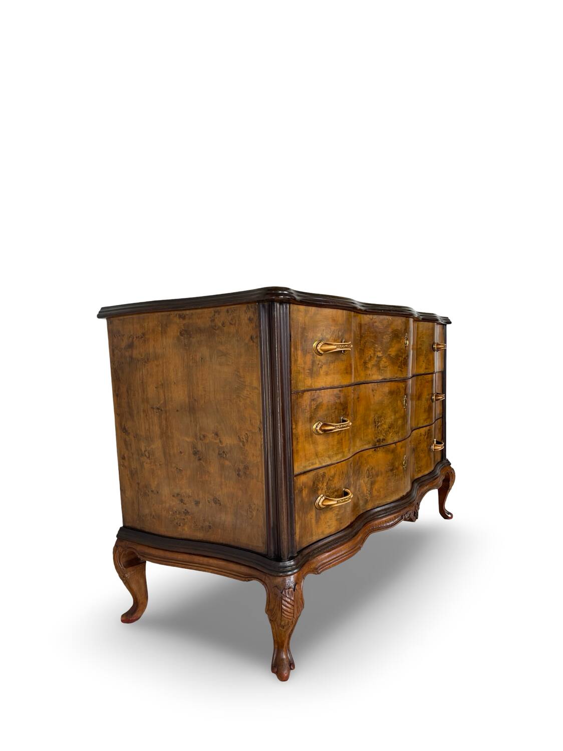 Commode italienne Art déco en loupe de noyer, années 1940-50