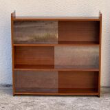 glass wall bookcase in vintage teak 1950