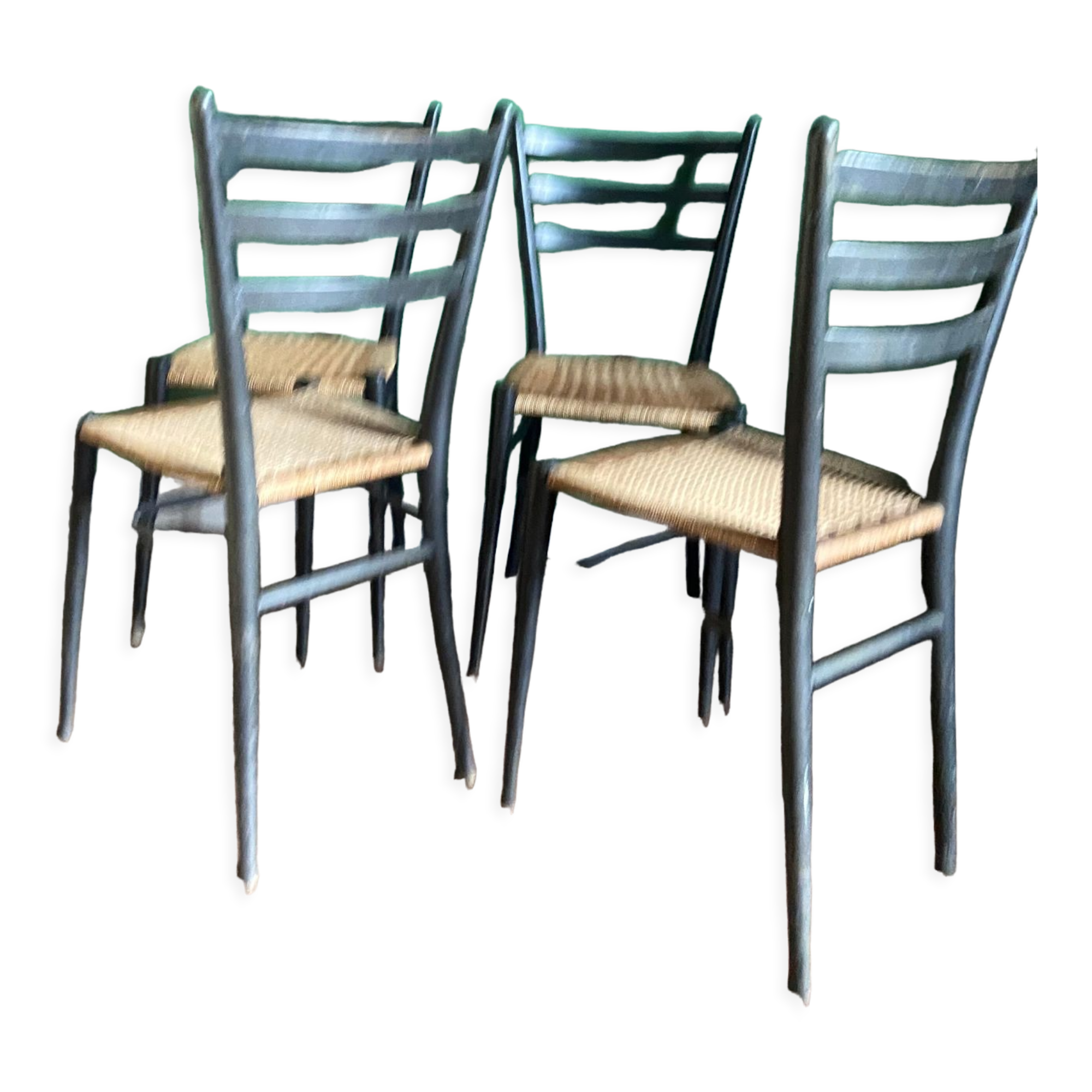 Chaises 1950 en bois et corde