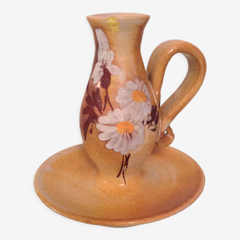 Bougeoir rat de cave en ceramique beige de Vallauris, vintage années 60-70