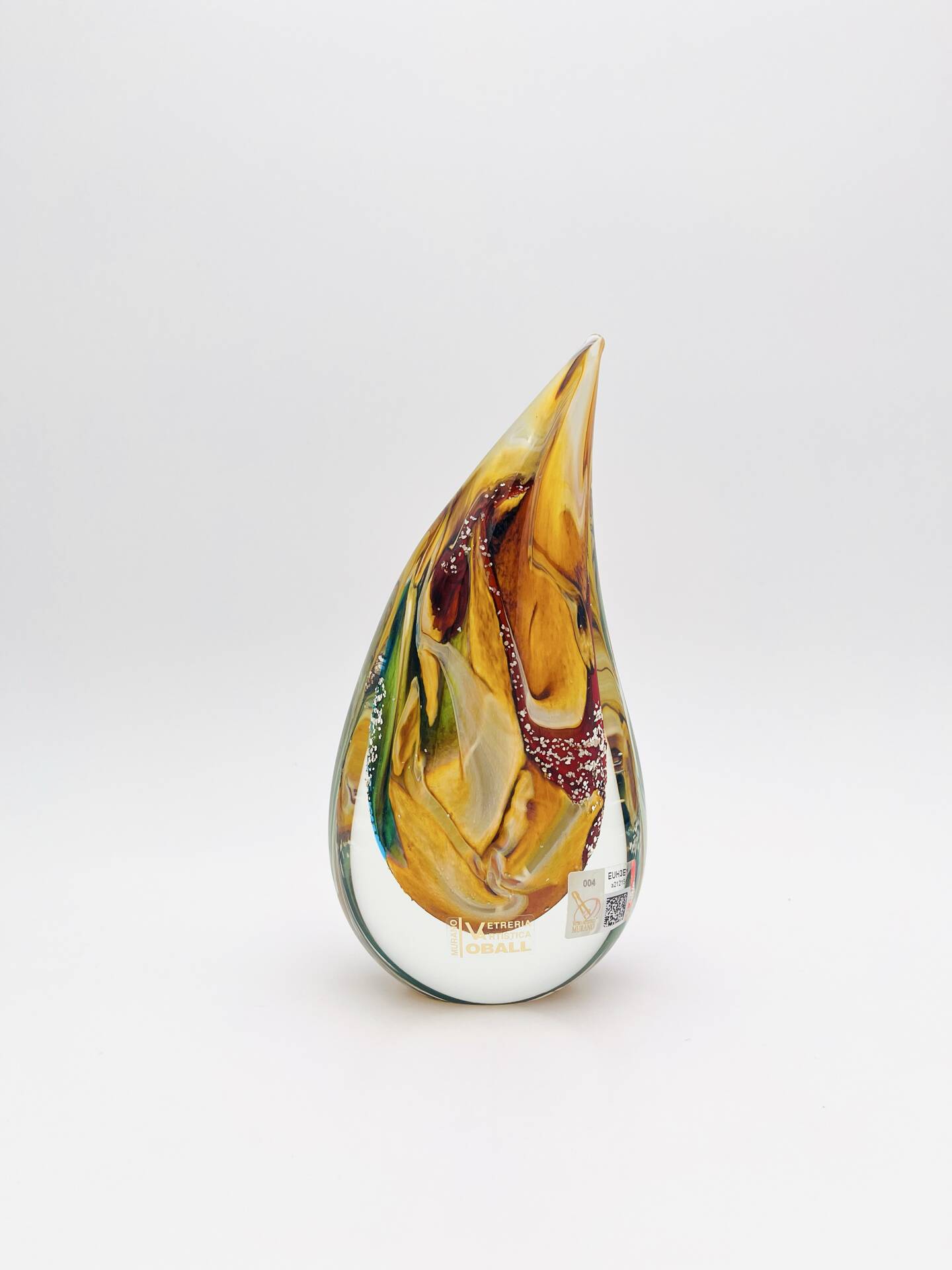 Vase sculpture Murano Gioia Michele Onesto Oball or 24k Sommerso 20cm
