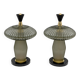 Paire de lampes de table en forme de champignon en verre de Murano et laiton
