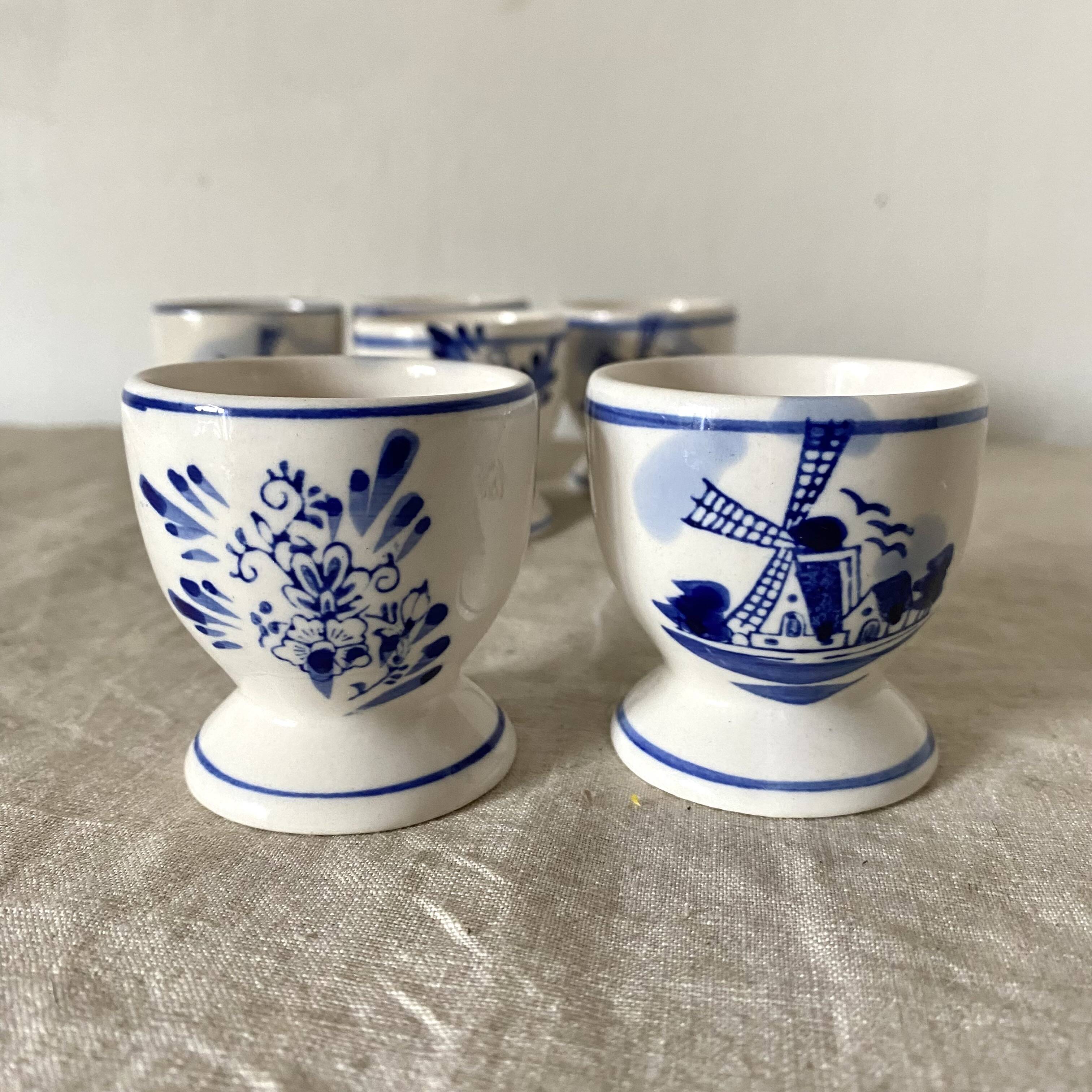 Hand painted earthenware egg cups