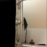 Solid baroque mirror with silver frame - Wood