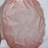 Pair art deco frosted glass vases with geometric pattern