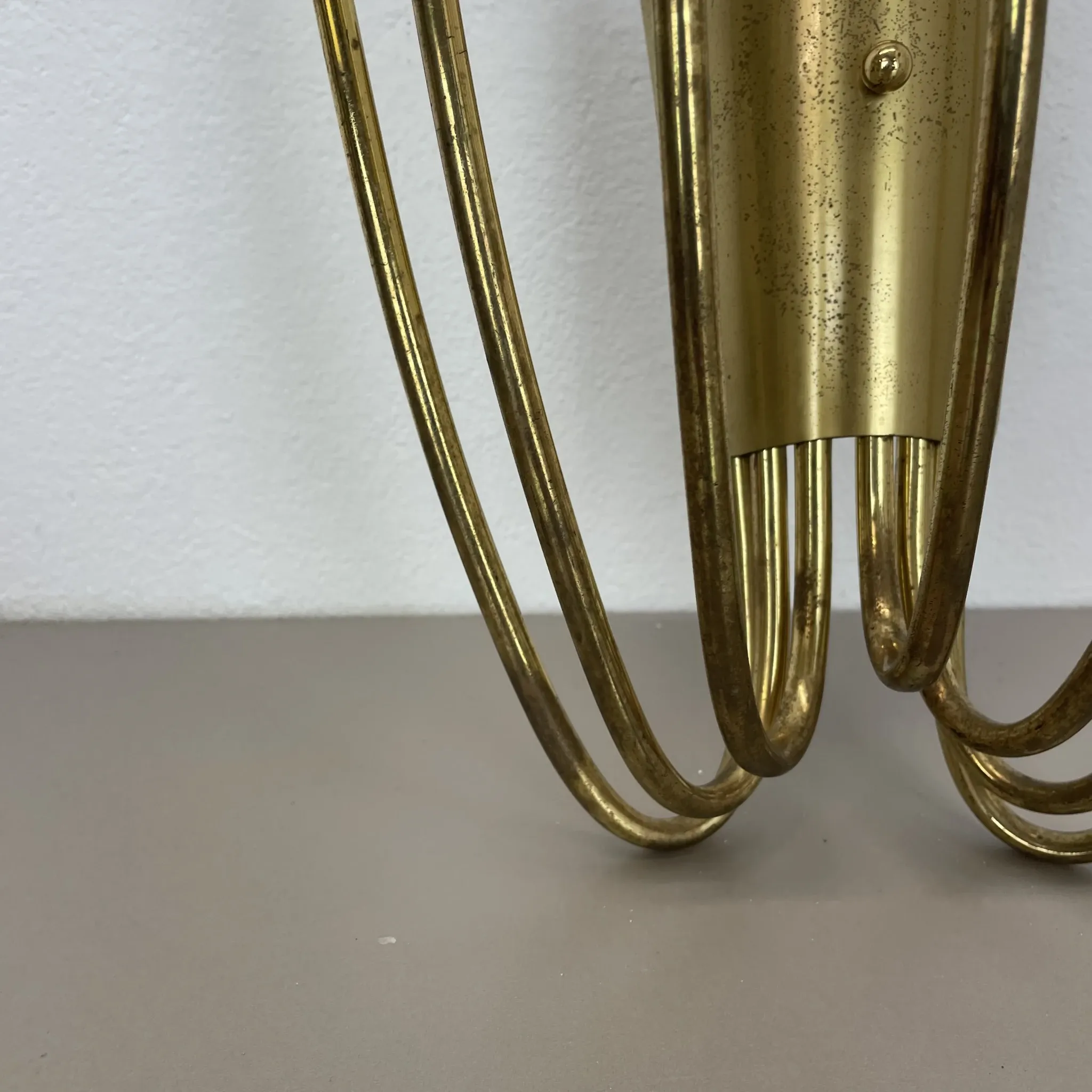 Large brass wall light in stilnovo style, 54 cm, italy, 1950s