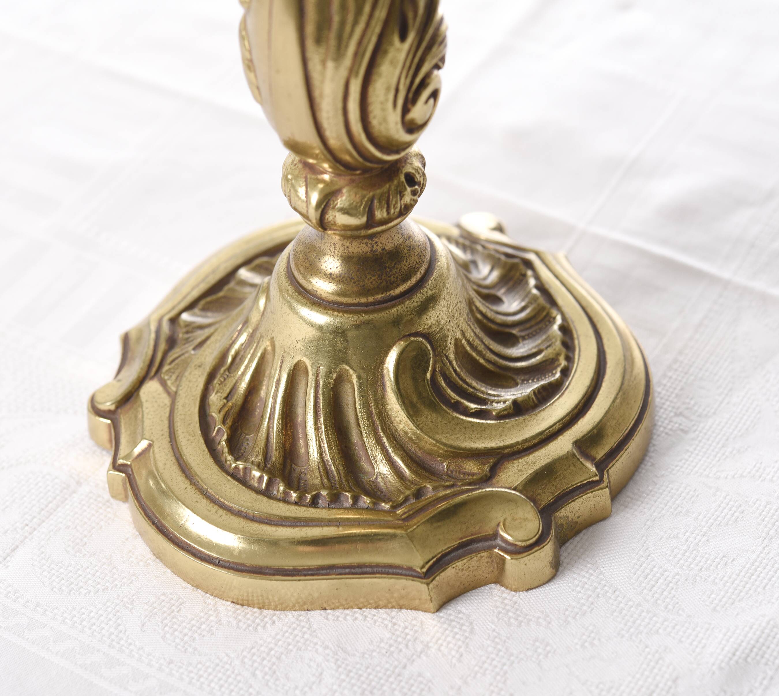 Pair of antique 6-arm bronze candelabras, 19th century