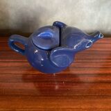 Ancienne théière éléphant céramique bleue collection vintage