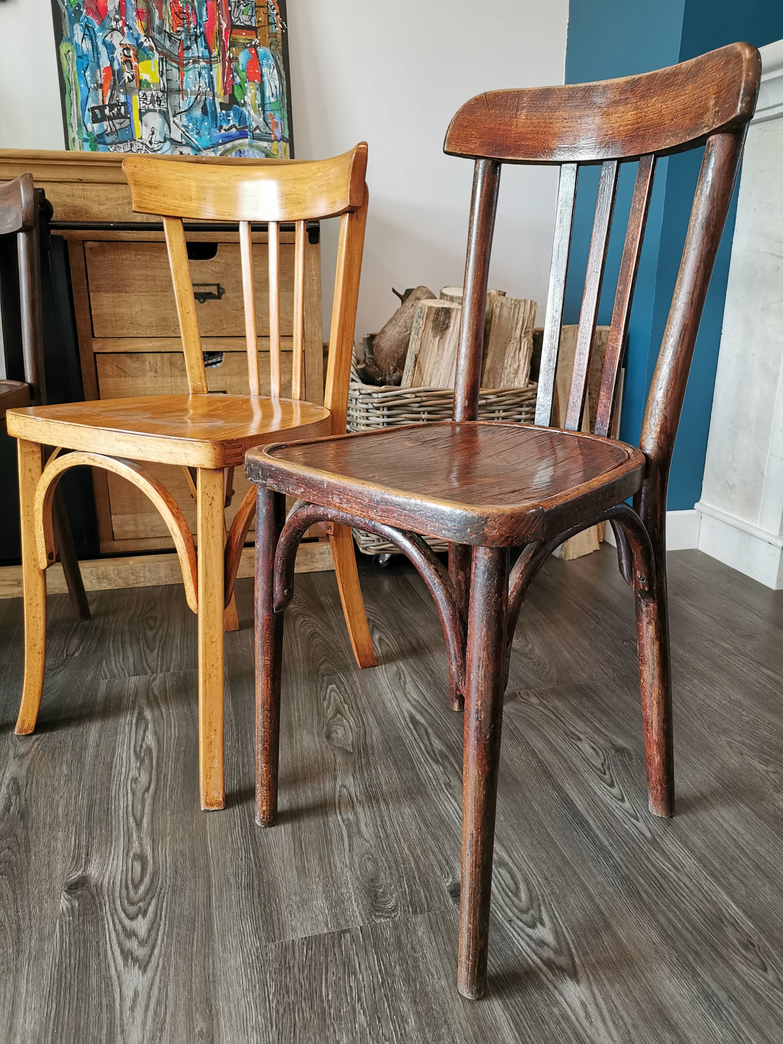 Series of 6 mismatched bistro chairs Mahieu and Luterma