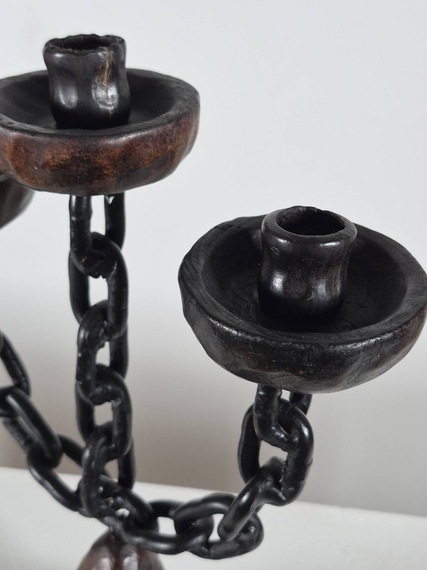 Vintage brutalist chain decor candleholder spain