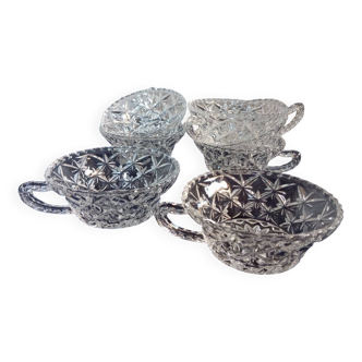 7 luminous crystal bowls, for dessert, fruit salads, vintage