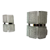 Paire d'appliques par Kaiser Leuchten, verre givré, Allemagne, 1960