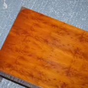 Coffee Table with 3 Drawers Military Campaign in Yew Wood, Elm and Brass, 1950s