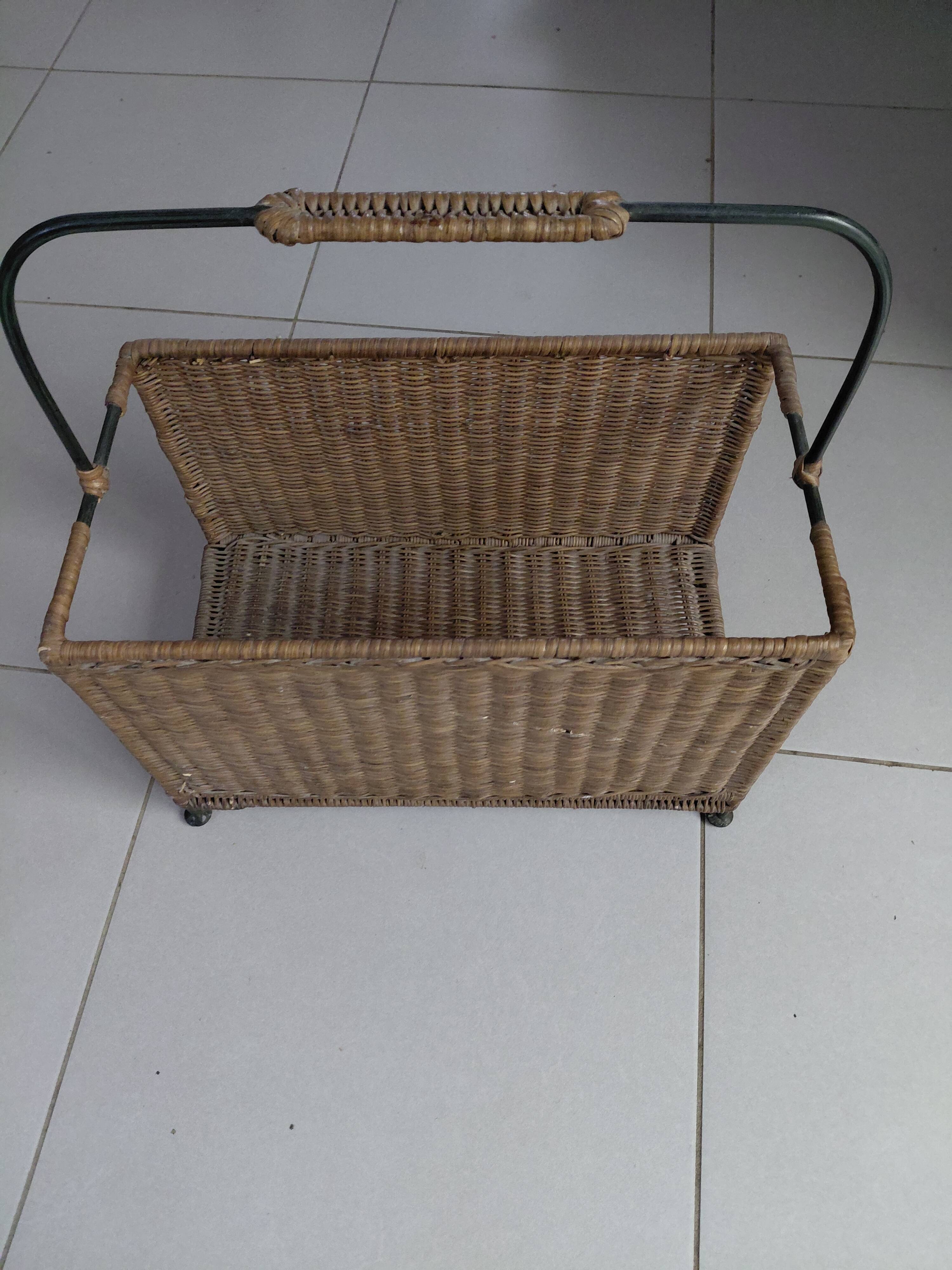 Rattan magazine rack