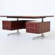 Danish floating writing desk in rosewood and chrome Denmark 1960