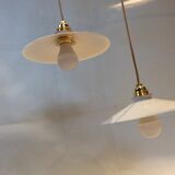 Duo of vintage opaline pendant lights