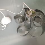 Curved stainless steel hanging lamp, Space Age, 1970