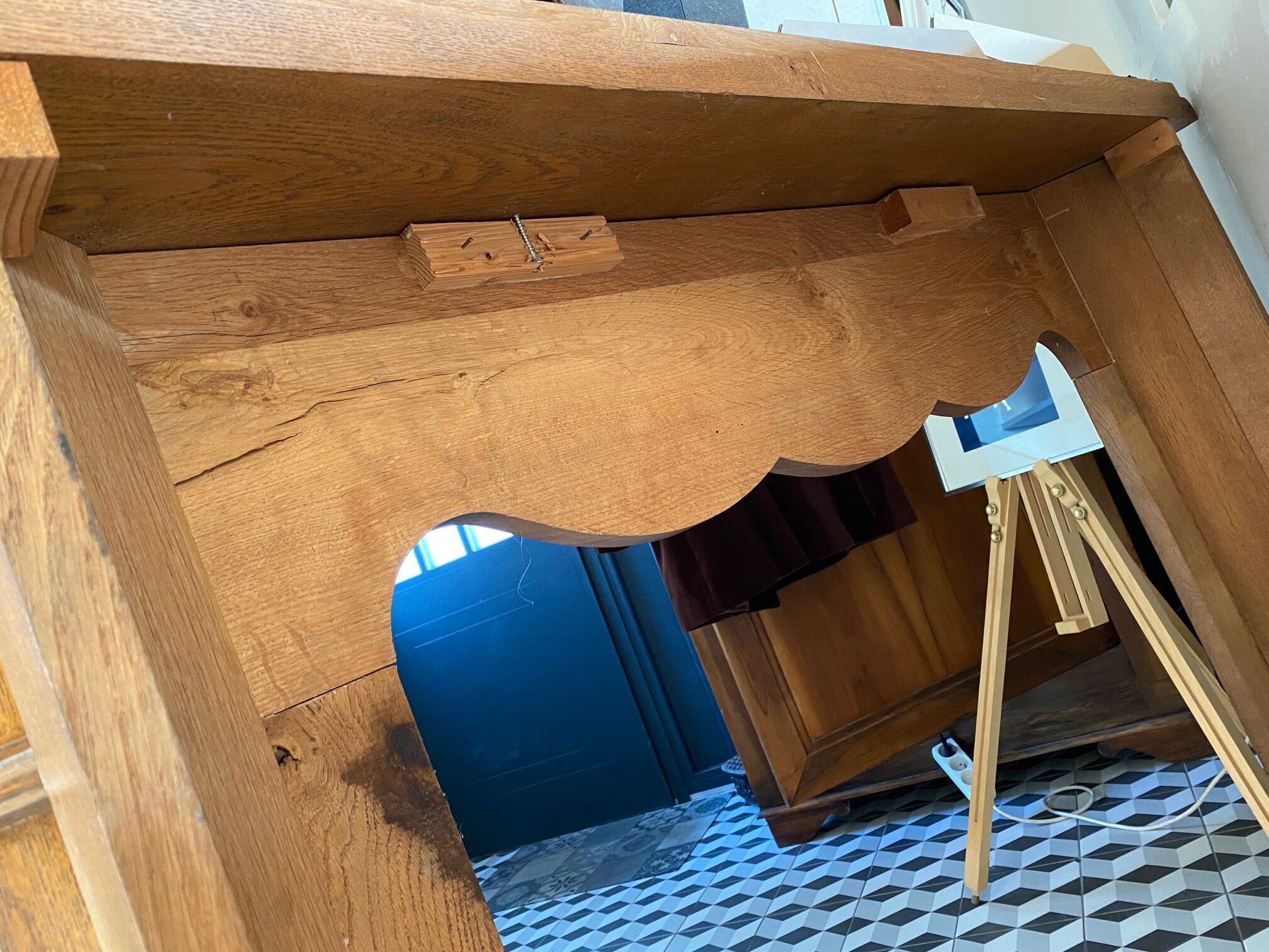 Louis XV-style oak mantelpiece