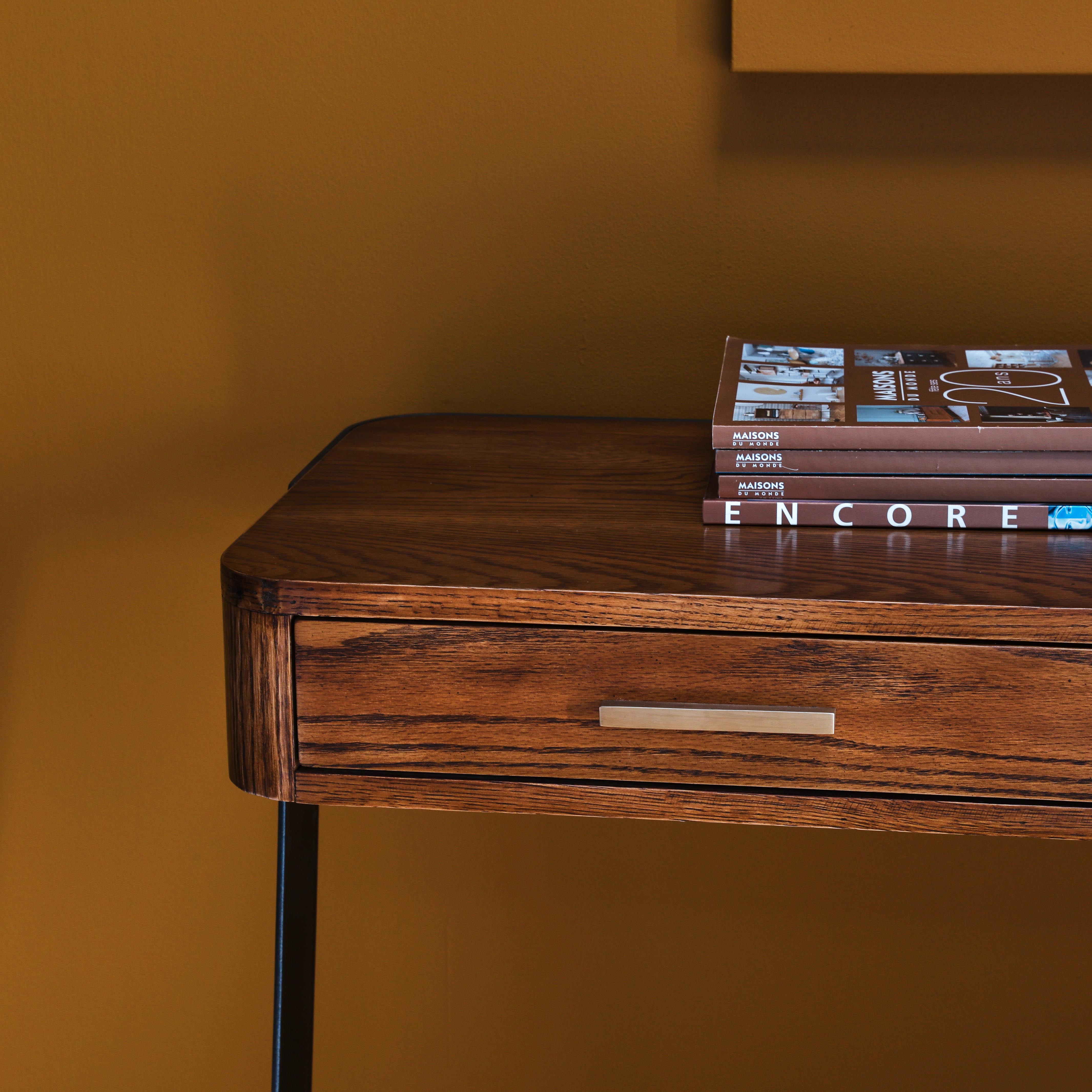 Console d'entrée vintage chêne brûlé