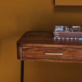 Console d'entrée vintage chêne brûlé