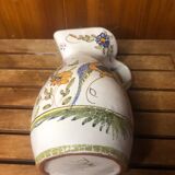 Old moustiers white ceramic pitcher vintage painted decor