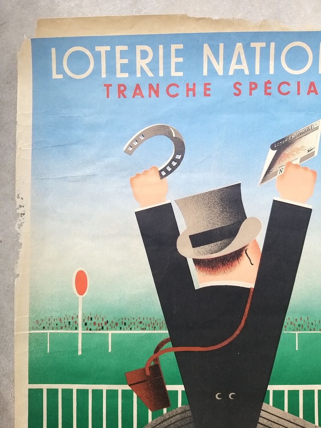 Original poster Loterie Grand Prix de Paris 1937 - Derouet Grilleres