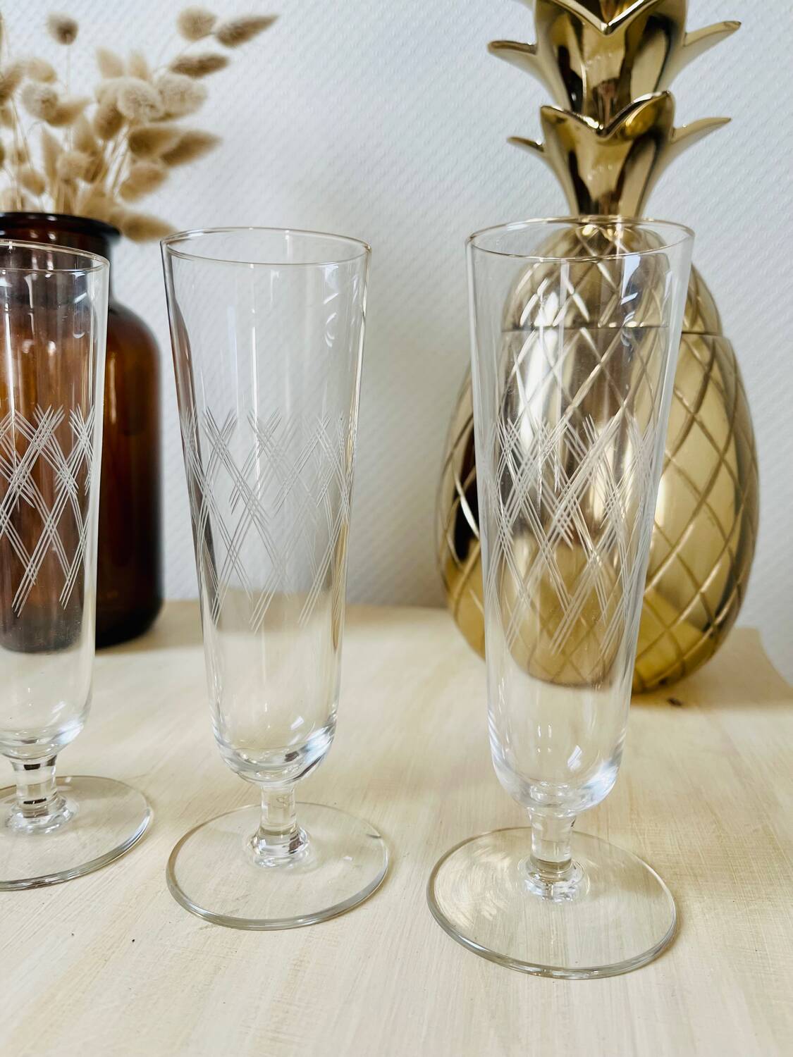 Ensemble de 4 flutes coupes de champagne vintage