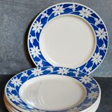 Five dessert plates of Badonviller with flowers