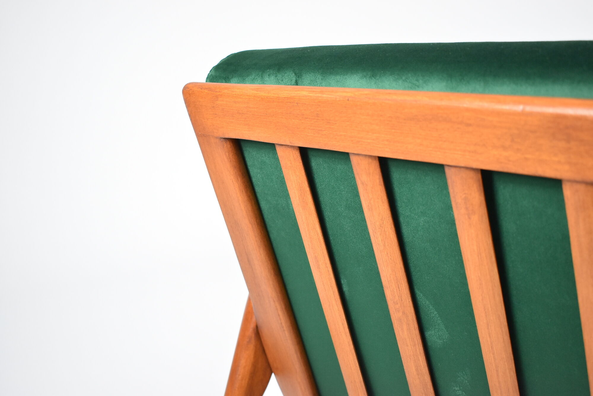 Scandinavian armchair "Stefan", restored, 60s, green bottle velvet
