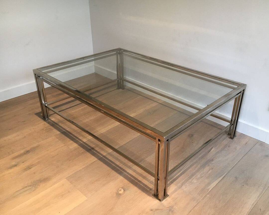 Modernist Chrome Coffee Table with Triple Legs, French Work circa 1970