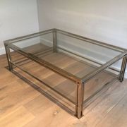 Modernist Chrome Coffee Table with Triple Legs, French Work circa 1970