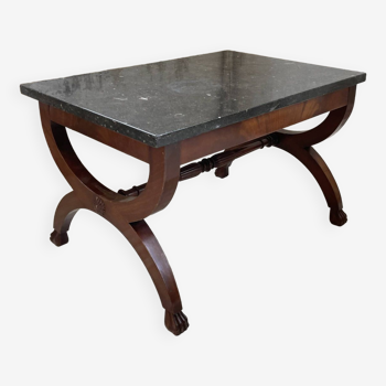 Empire style marble and mahogany coffee table