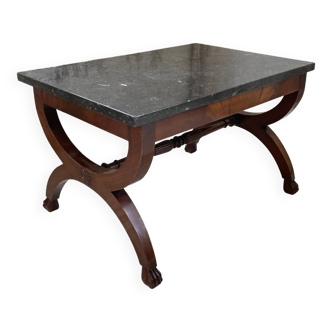 Empire style marble and mahogany coffee table