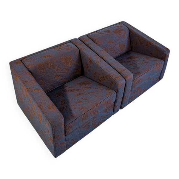 Chaises armoires géométriques vintage par Zfm, Pologne, années 1970, ensemble de 2