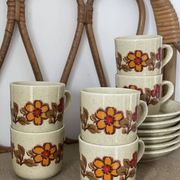 6 Weidmann Italian porcelain cups and saucers with floral design