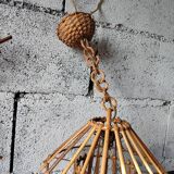 Vintage rattan pendant – France, 1970s – in the style of Louis
