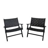 Pair of "Hollywood" model leather armchairs by Olivier de Schrijver