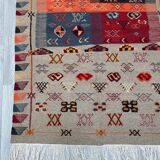 Unique and medium berber kilim, red rug, moroccan kilim, decoration rug