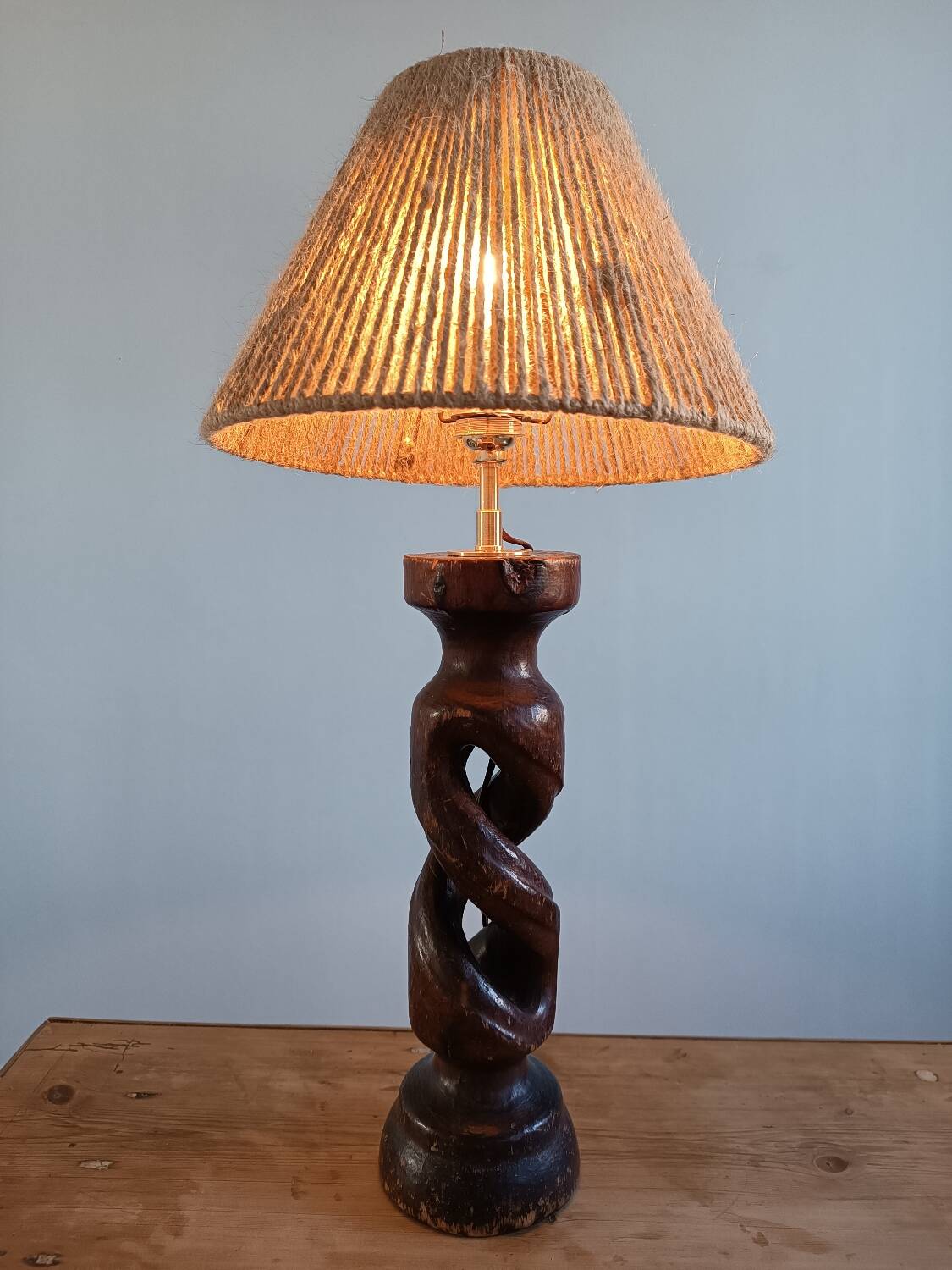 Turned wood lamp 1950