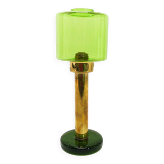 Bougeoir scandinave Gnosjö verre vert et laiton 1960