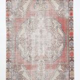 4x7 Pale Red & Beige Rustic Vintage Rug, 129x217Cm