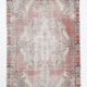 Tapis rustique vintage rouge pâle et beige 4x7, 129x217 cm