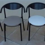 6 gondola-style chairs with luxurious metal structure and imitation leather