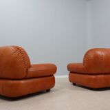 Sapporo cognac leather armchairs by girgi 1970s