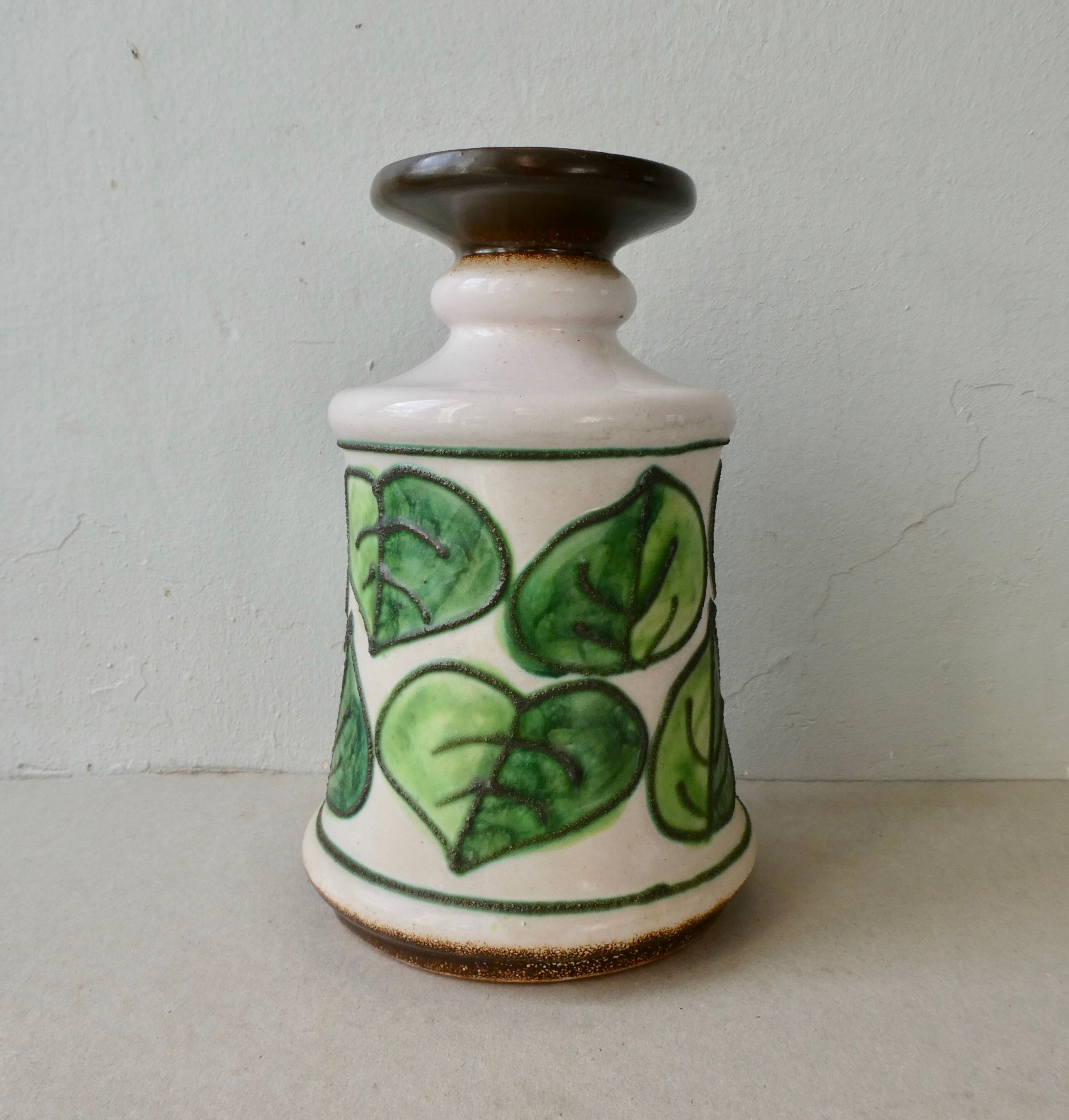 Ceramic vase, vegetable decoration, Strehla GDR, 60s