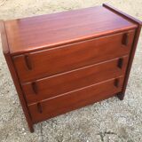 Scandinavian three-drawer chest of drawers in teak 70s